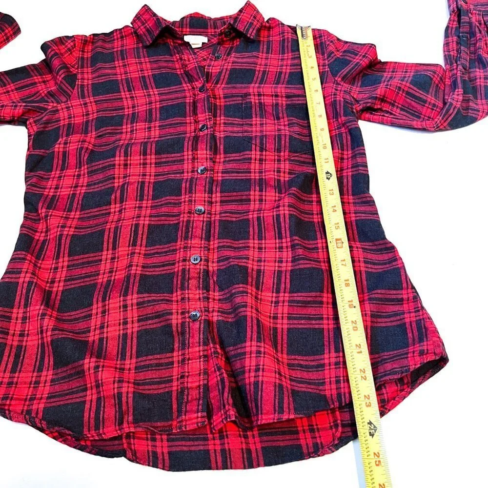 Red J. Crew buffalo plaid flannel button down top Size Extra Small XS